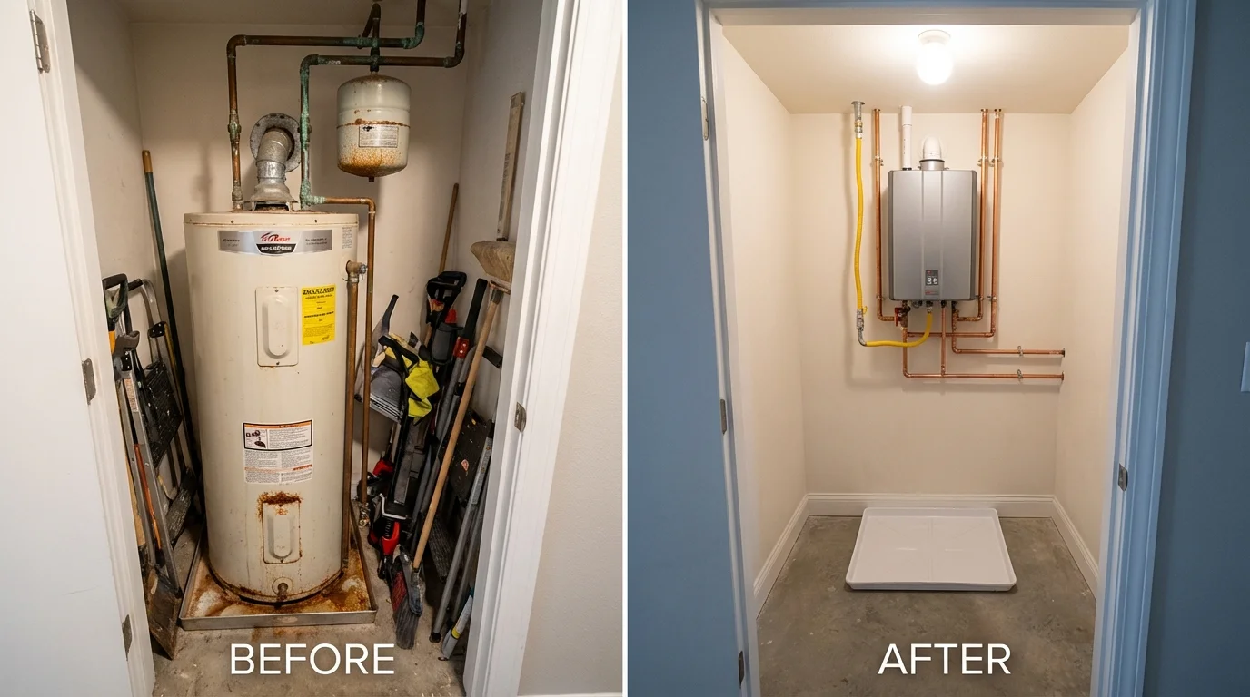 Tank water heater versus wall-mounted tankless unit comparison for Wayne, NJ homeowners